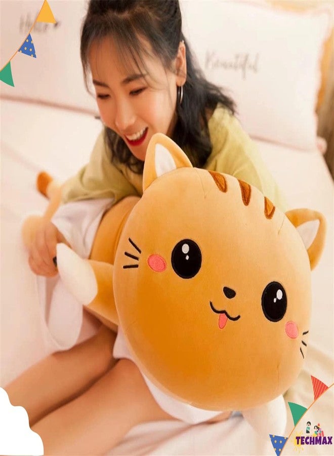 TechMax Solution وسادة رمي ناعمة على شكل قطة بنية من TechMax Solution - دمية قطة صغيرة طويلة مخملية محشوة من القطن، هدية رائعة للأطفال أو الصديقات - Image 4